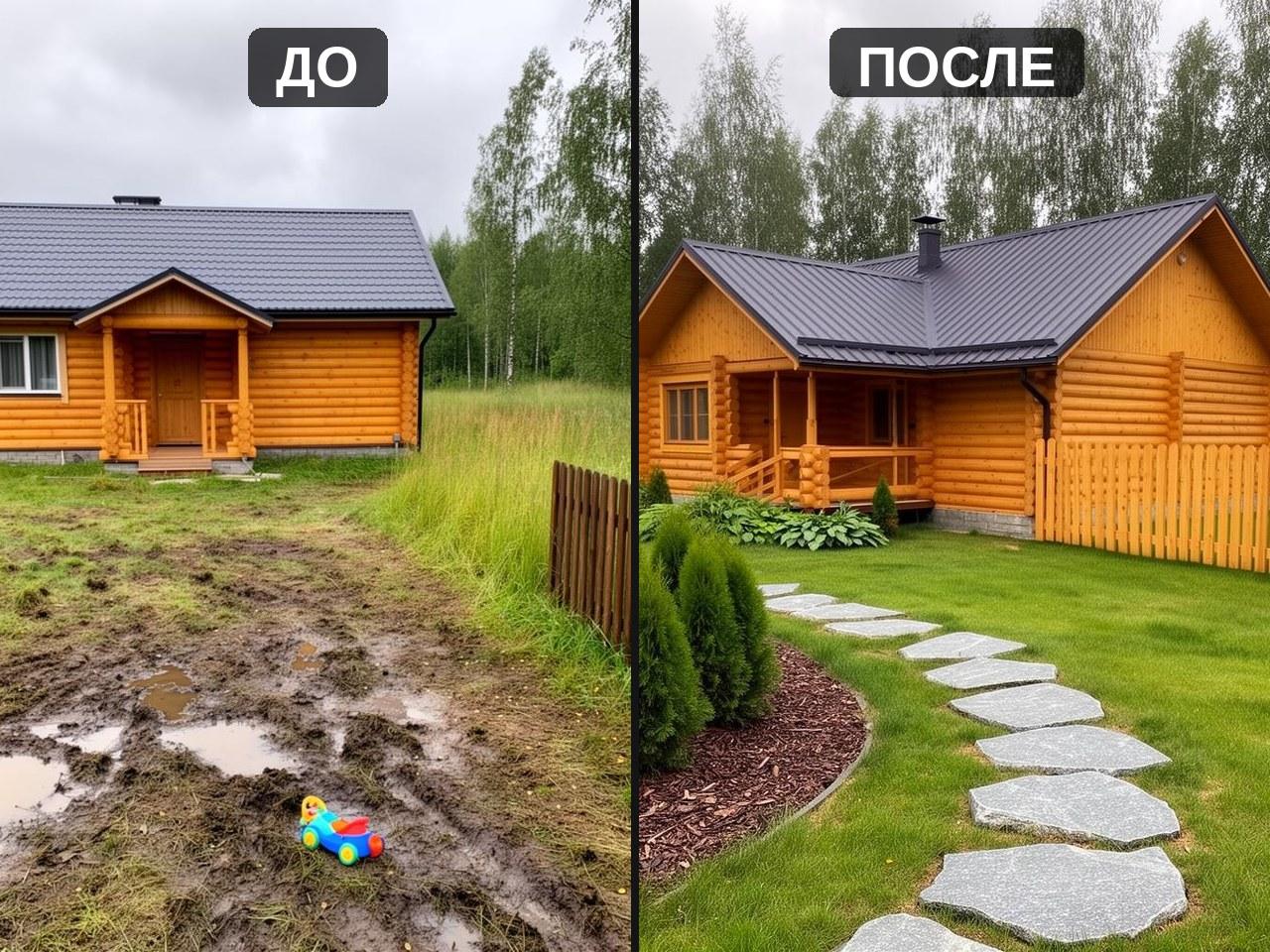Луга: Дорожка из лиственничных спилов